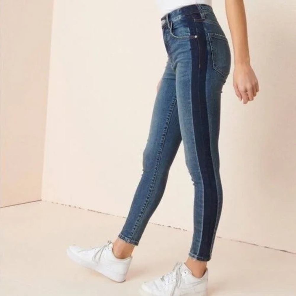 Garage Blue Skinny Jeans with Modern Distressing